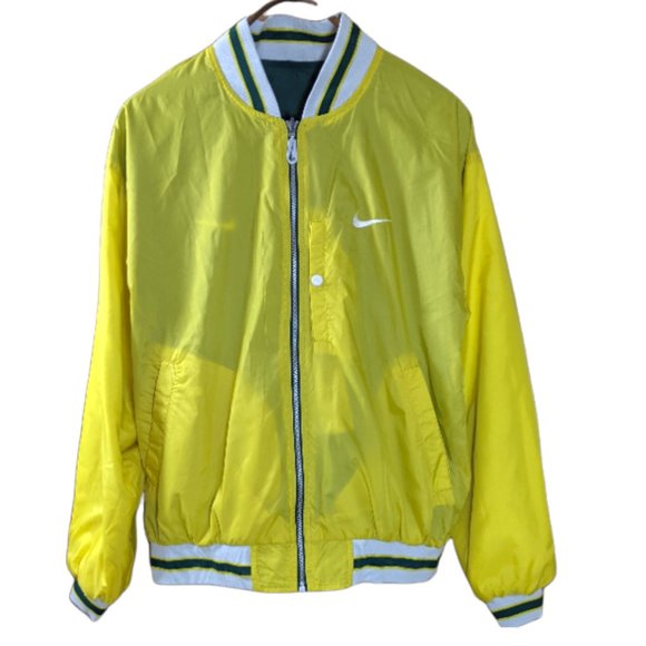 Retro Y2K Nike Varsity Style Reversible Windbreaker Green / Yellow - Large - Picture 13 of 15